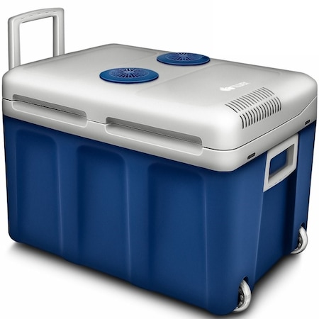 Lada frigorifica electrica 40L cu roti, 230 V si 12 V, pentru camping auto, raceste si incalzeste, Mod Eco