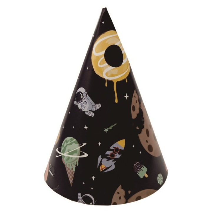 Set 8 Coifuri pentru Petrecere, 15 cm, Cosmic, La multi ani