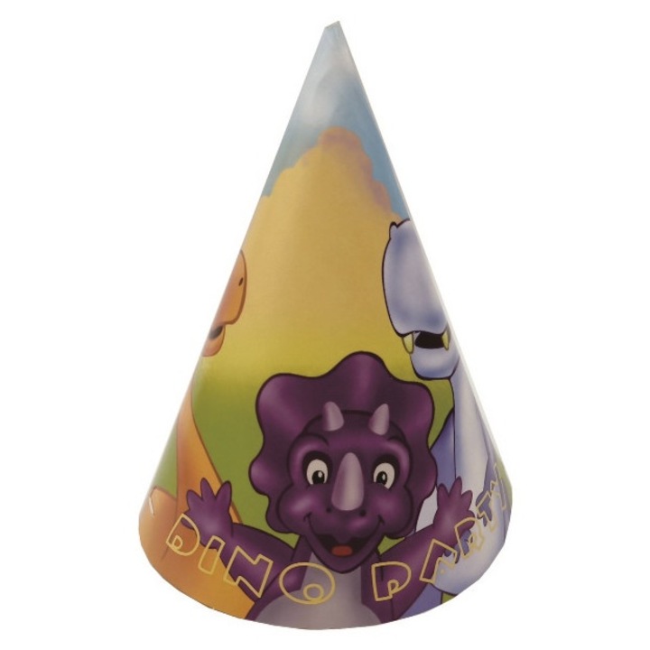 Set 8 Coifuri pentru Petrecere, 15 cm, Dinozauri, Dino Party
