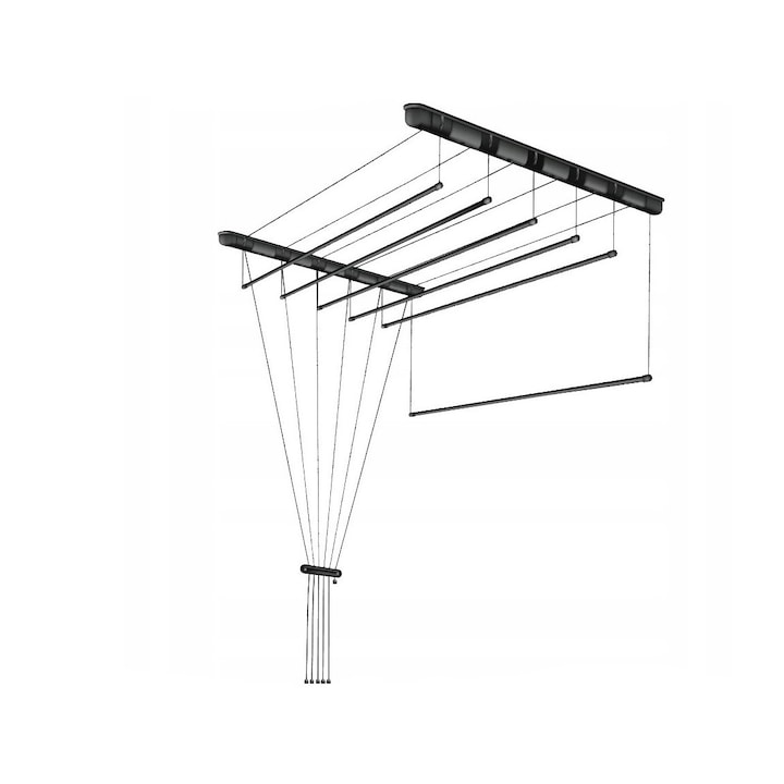 Таванен сушилник за дрехи, 6x150 см, черна, Sepio