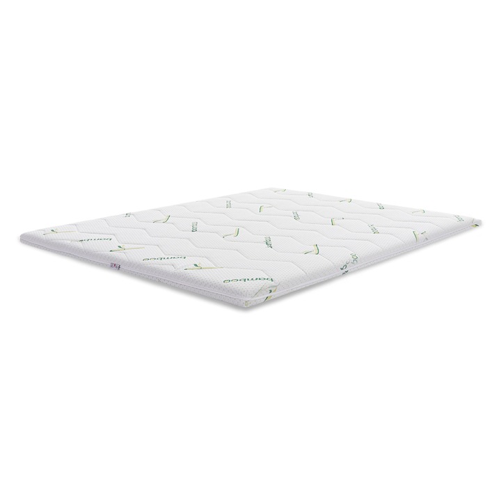 Topper Saltea Best Sleep, spuma poliuretanica, gorsime 7cm, dimensiuni 80X190 cm, husa Bambus Detasabila