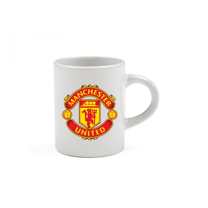 Cana alba personalizata, Custom Gifts, model Manchester United, 330 ml