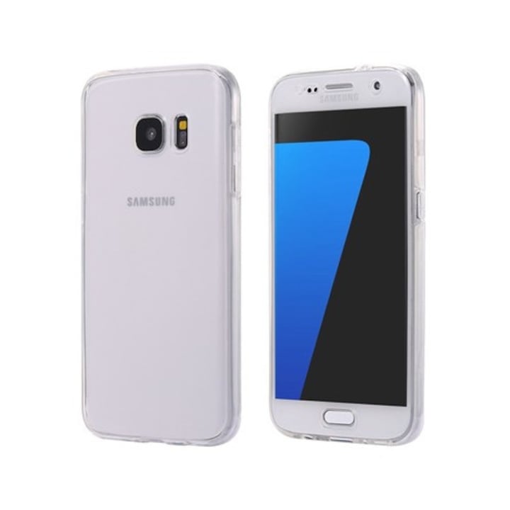Мек TPU преден + заден капак за Samsung Galaxy S7 Edge, TPU 0.3 mm, бял