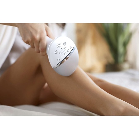 Epilator IPL Philips Lumea Prestige BRI953/00, Senzor Smartskin, utilizare cu sau fara fir, 250.000 impusuri, accesoriu corp, fata si precizie, Gri/Alb