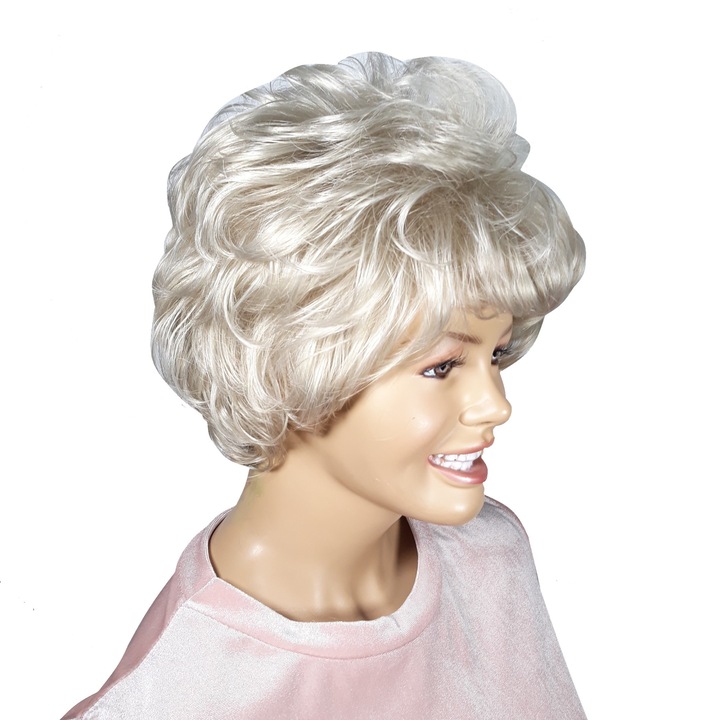Peruca dama, fibra sintetica, cu aspect natural, gri