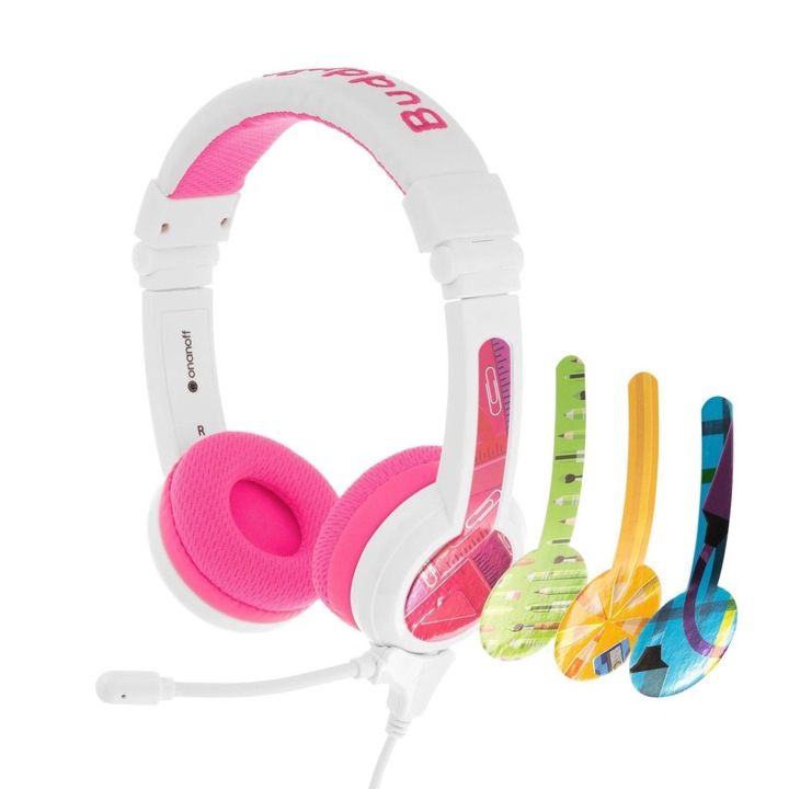 BuddyPhones School+ vezetékes fejhallgató gyerekeknek, rózsaszín