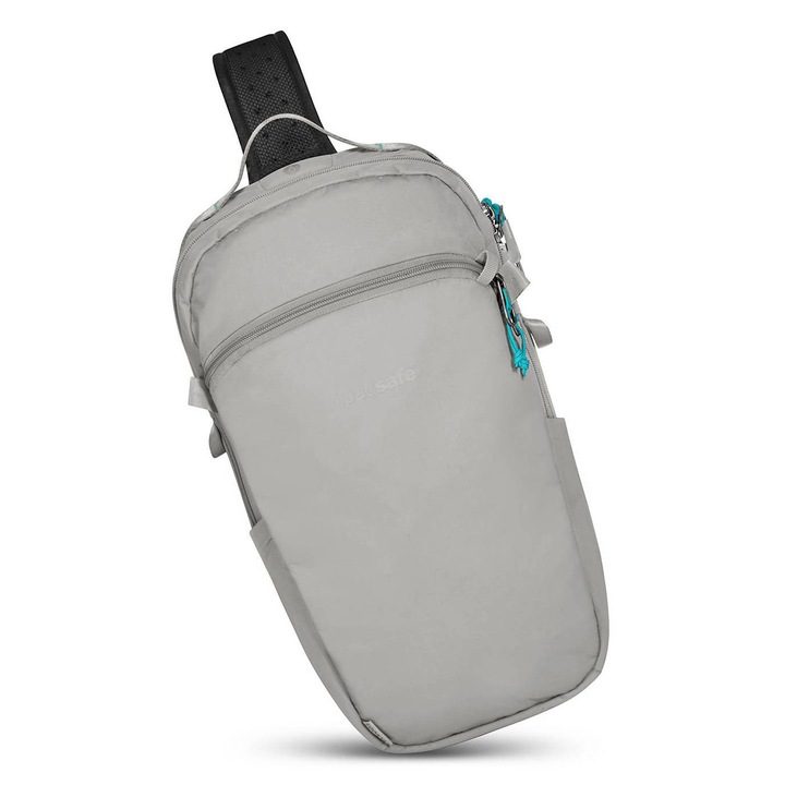 Rucsac pe umar cu antifurt, Pacsafe, Poliester, 12L, Gri