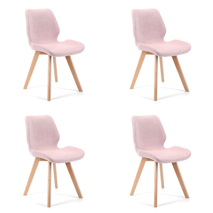 4x Scaun, Akord Furniture Factory, Lemn, Roz