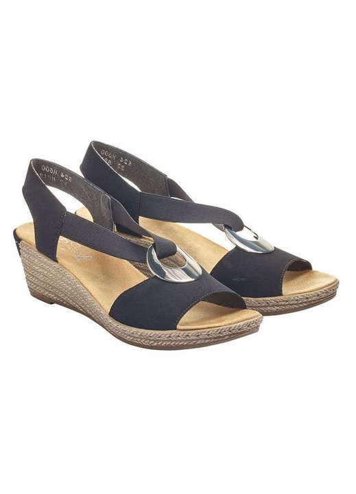 Sandale casual, dama, RIEKER, ANTISTRESS, 624H6-00 negru, piele ecologica, platforma, Negru