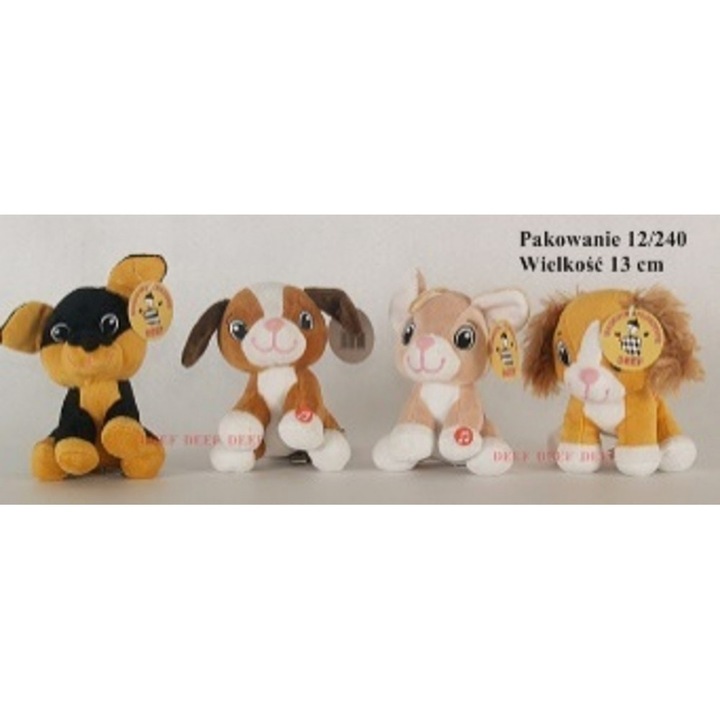 ND39_516927 ПЛЮШЕНА ИГРАЧКА КУЧЕ С ГЛАС 13 СМ СЕДНАЛО УСМИХНАТО