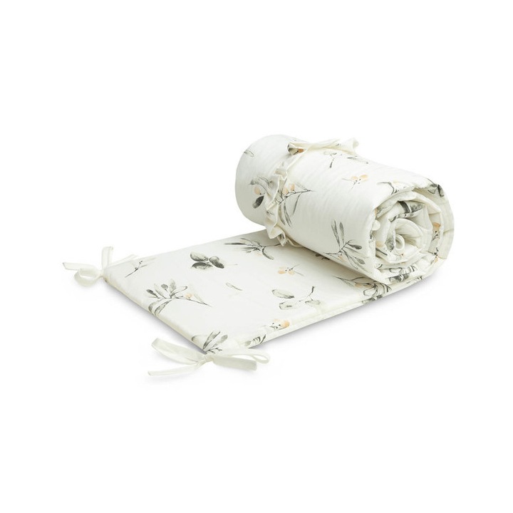 Bara de protectie pentru patut, SENSILLO, 200 x 15 cm, tesatura moale din catifea, fibre de silicon, cuib pentru copii, masline