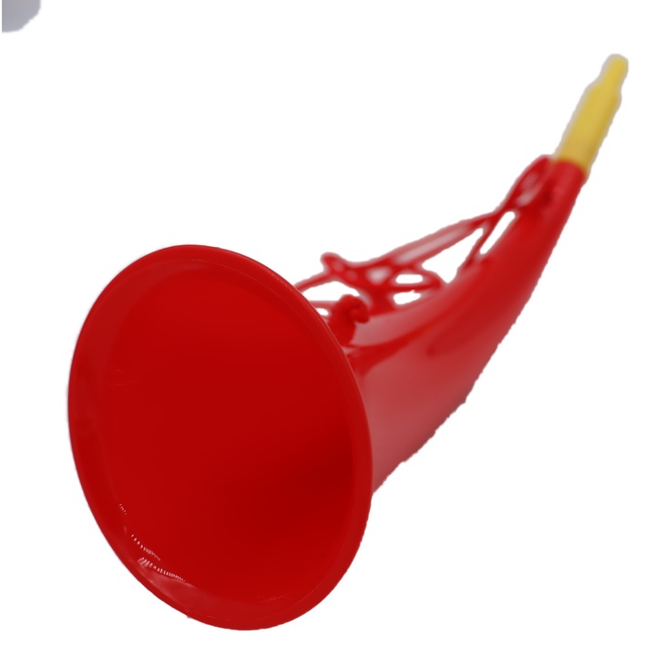 Goarna Curbata, Vuvuzela, Tip Corn, Pentru Petreceri, Evenimente, Rosie, Varf Galben, 27 cm Dalimag