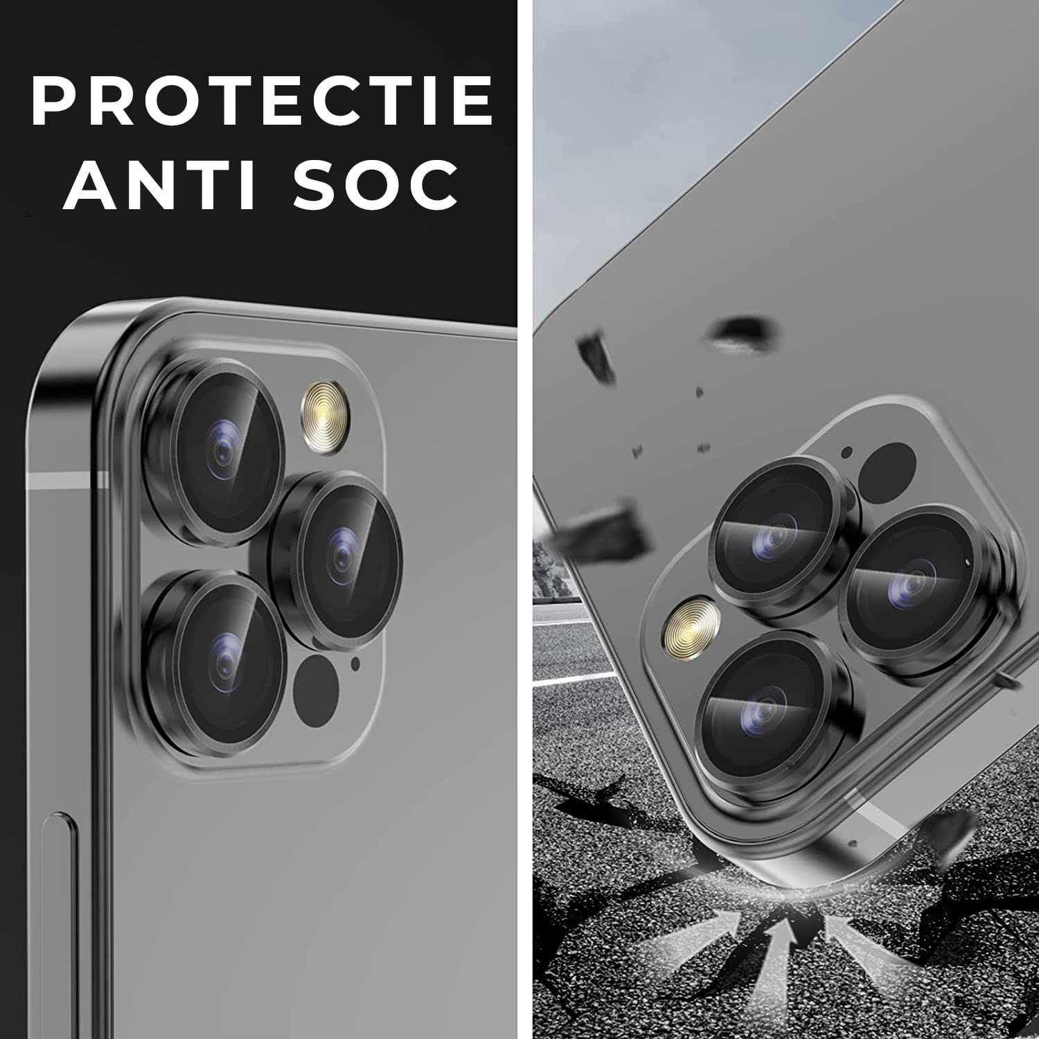 Folie Camera Daden din sticla pentru iPhone 15 Pro/15 Pro Max, Full Cover, Protectie Profesionala, Ultra Rezistenta, Calitate Premium, Negru