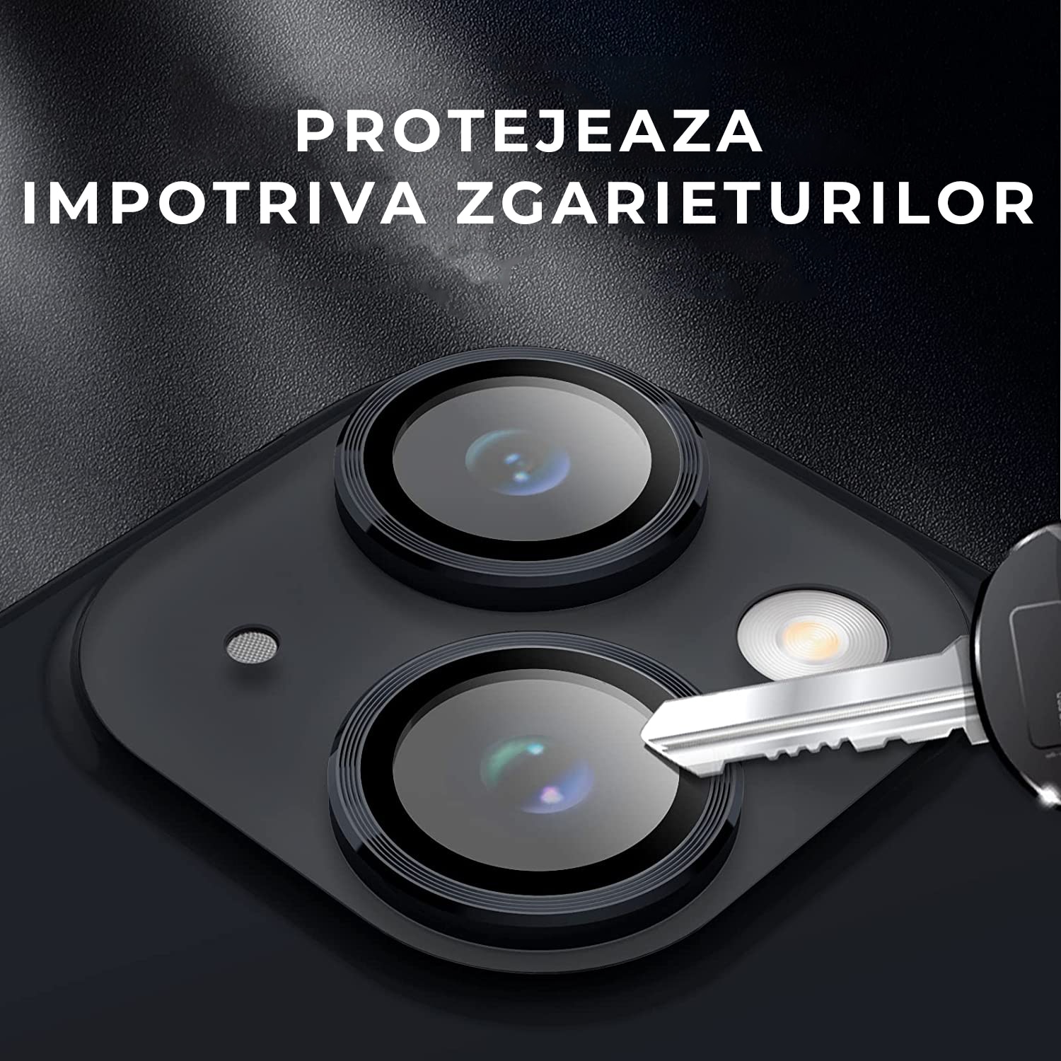 Folie Camera Daden din sticla pentru iPhone 14, Full Cover, Protectie Profesionala, Ultra Rezistenta, Calitate Premium, Negru