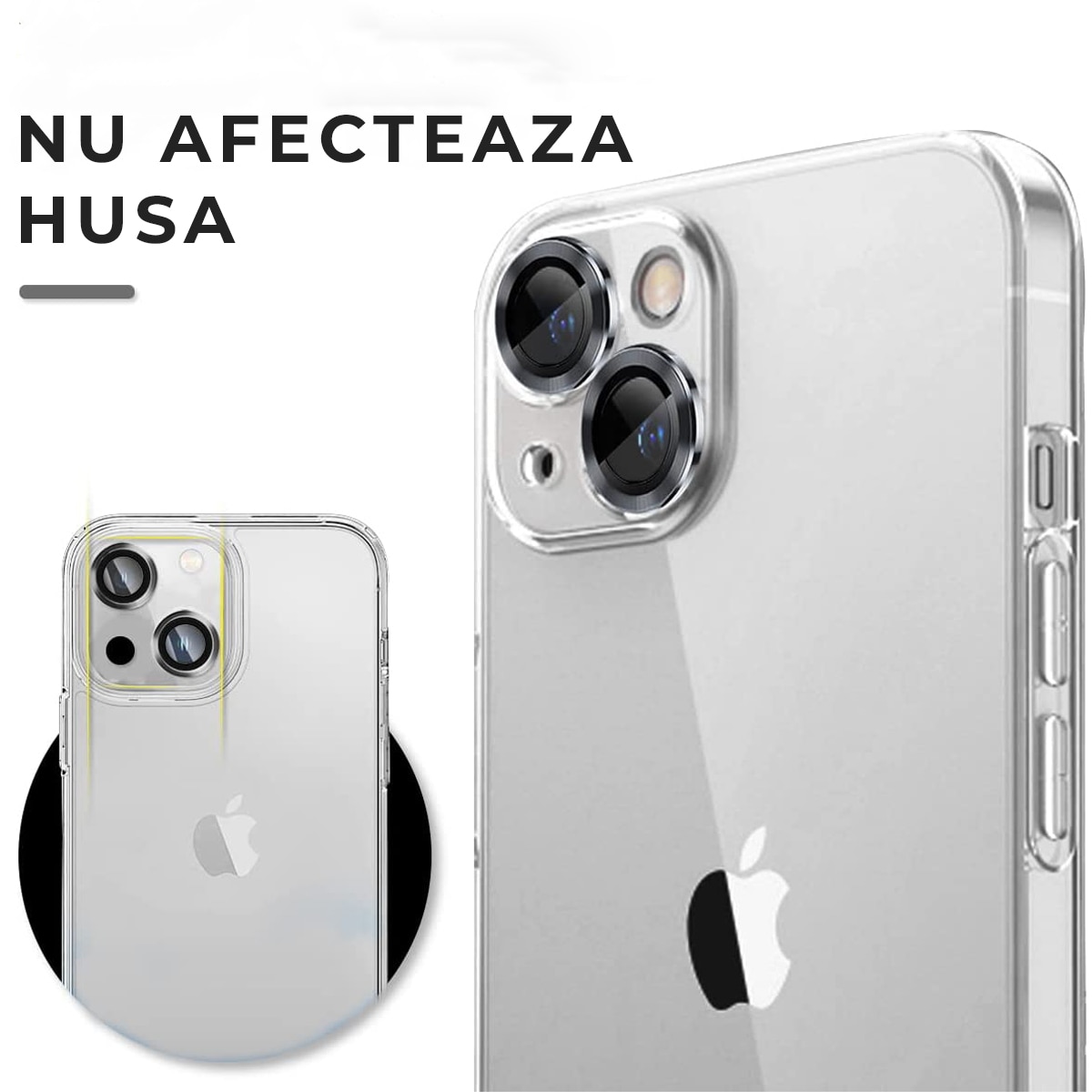 Folie Camera Daden din sticla pentru iPhone 14, Full Cover, Protectie Profesionala, Ultra Rezistenta, Calitate Premium, Negru
