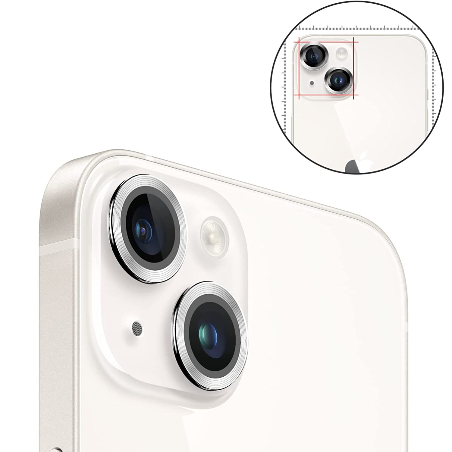 Folie Camera Daden din sticla pentru iPhone 14, Full Cover, Protectie Profesionala, Ultra Rezistenta, Calitate Premium, Argintiu