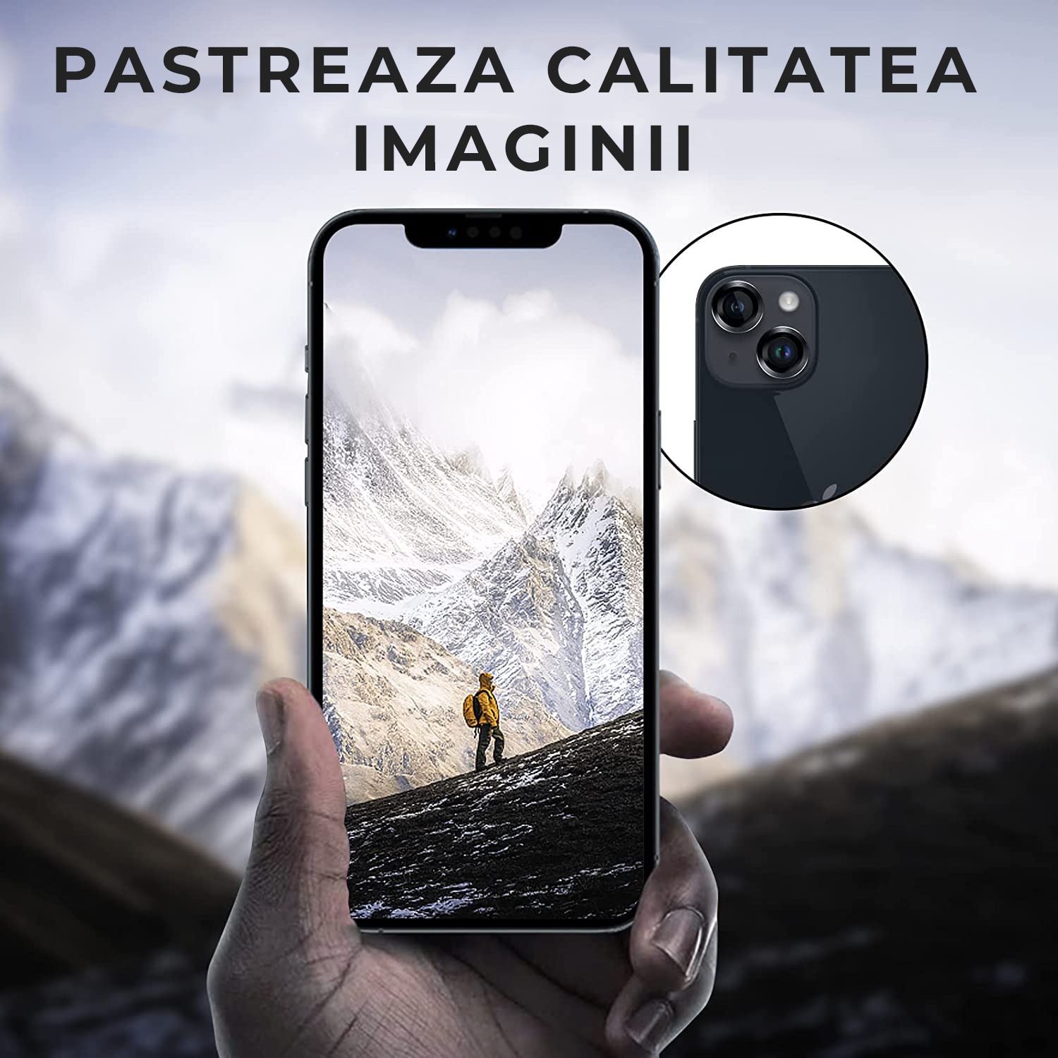 Folie Camera Daden din sticla pentru iPhone 14, Full Cover, Protectie Profesionala, Ultra Rezistenta, Calitate Premium, Negru