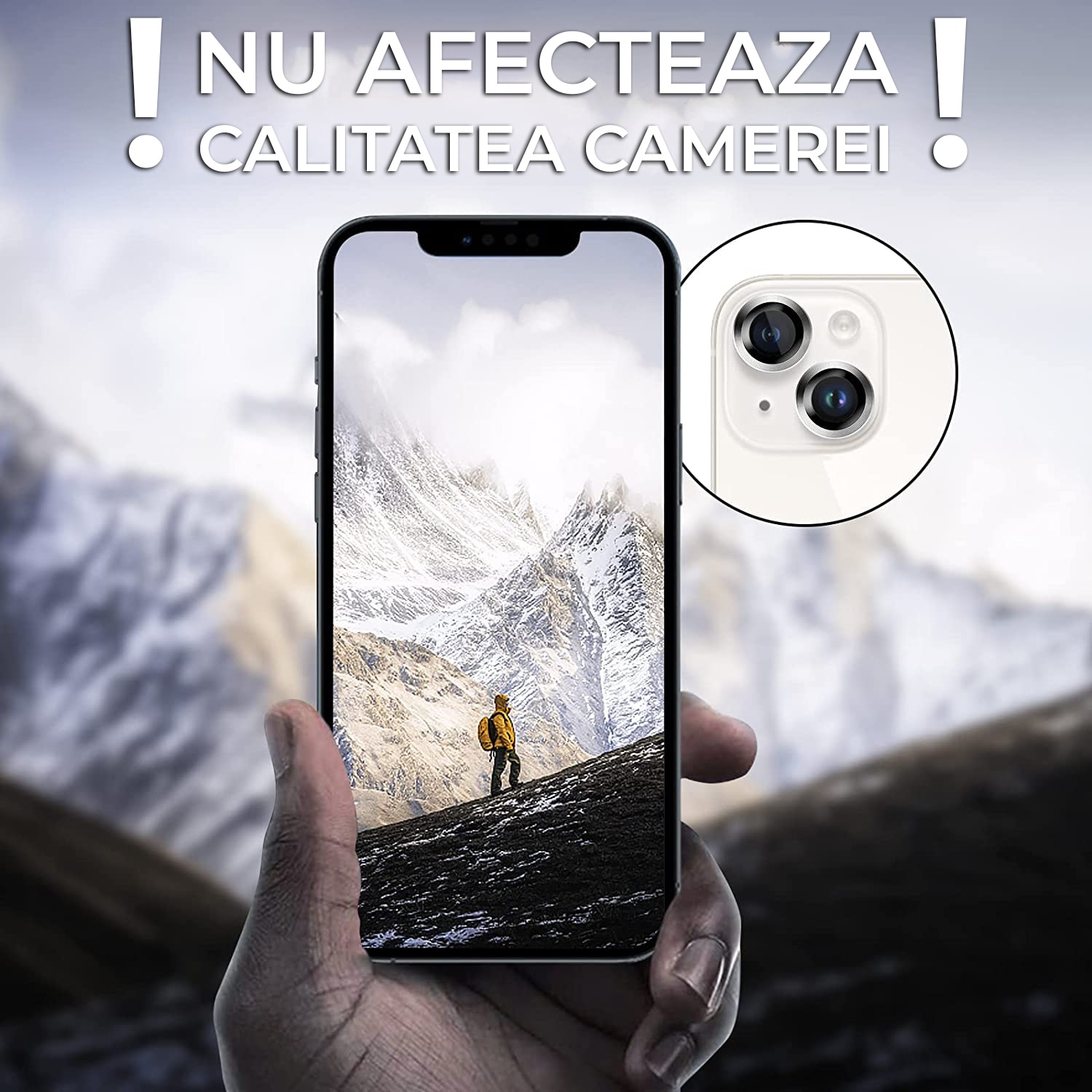 Folie Camera Daden din sticla pentru iPhone 14, Full Cover, Protectie Profesionala, Ultra Rezistenta, Calitate Premium, Argintiu