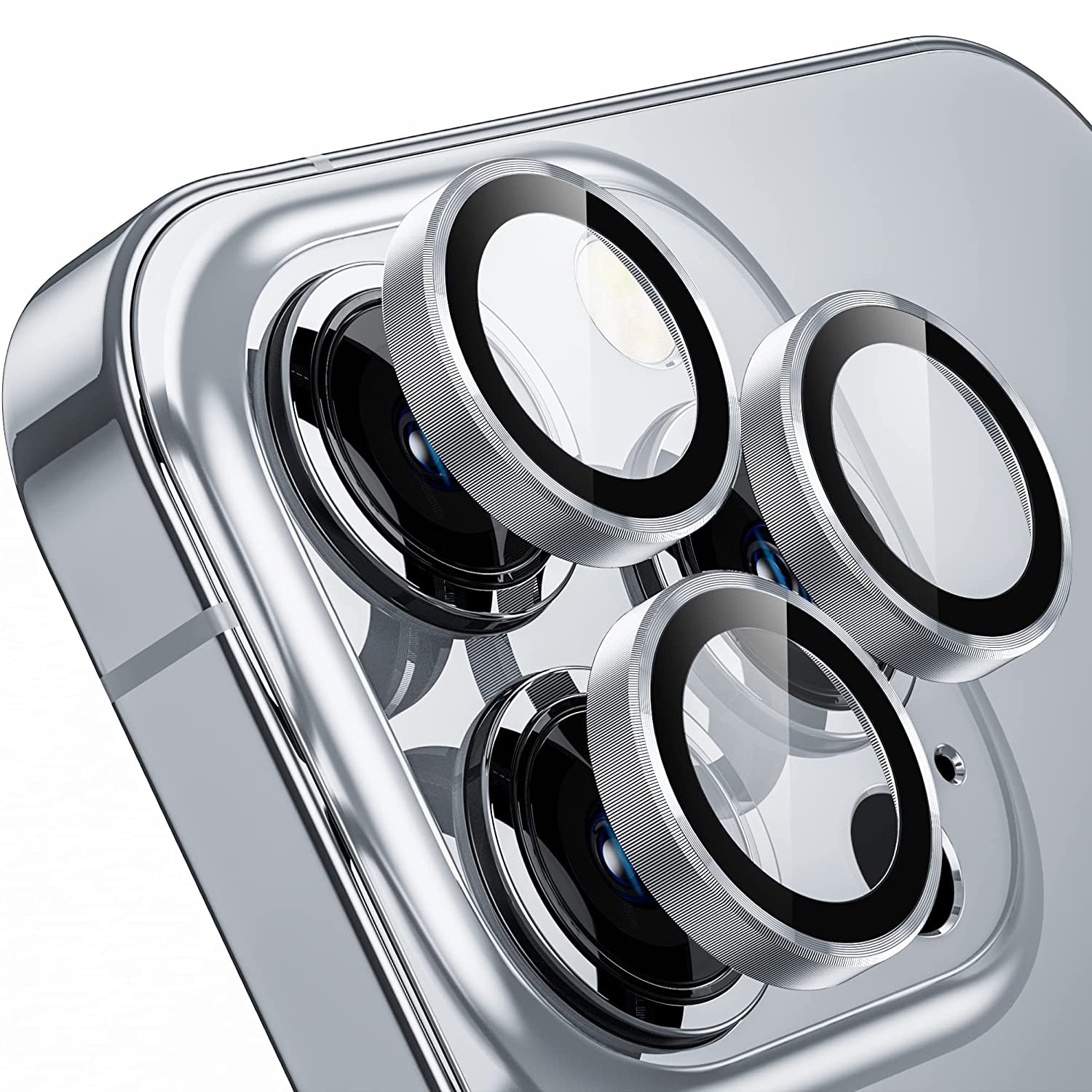 Folie Camera Daden din sticla pentru iPhone 15 Pro Max, Full Cover, Protectie Profesionala, Ultra Rezistenta, Calitate Premium, Silver