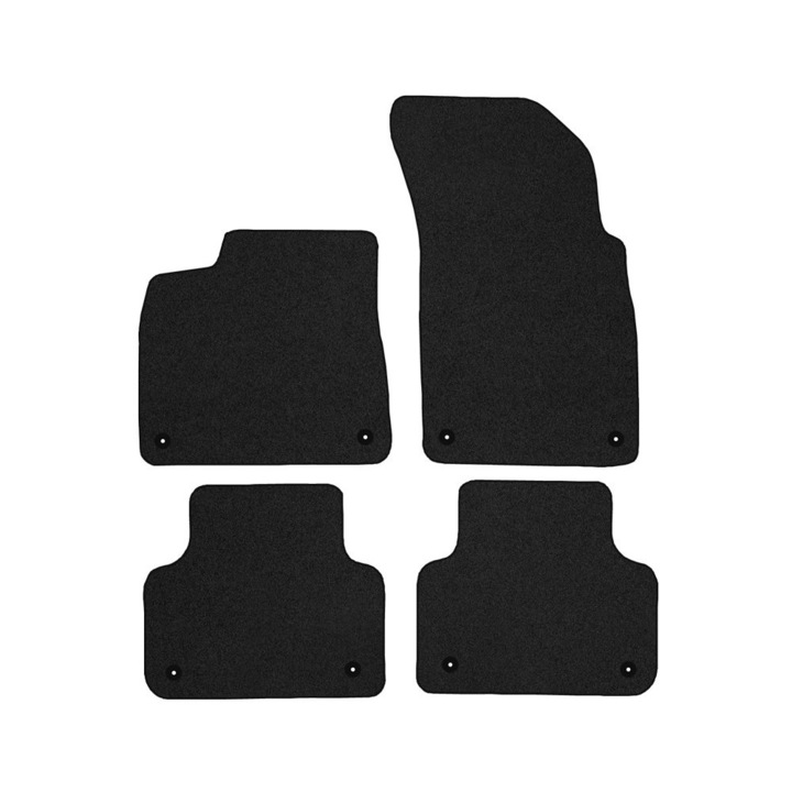 Set 4, Covorase, MOTOS, pentru Audi Q7 II (SQ7) de la 2015, Negru Velur cu Garnitura din Piele Alb