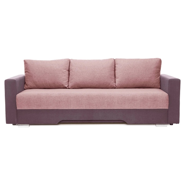 Canapea Extensibila 3 locuri CESAR, 220x90x85 cm, cu lada de depozitare, arcuri bonell, Roz/Mov
