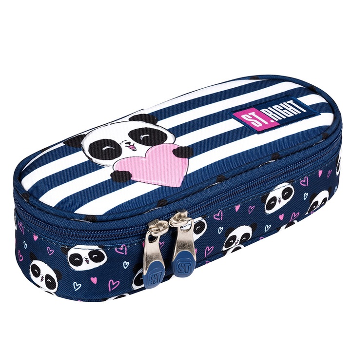 Моливник St.Right - Love Panda PC01, Твърд, С 1 отделение и вътрешен капак, 23x9.5x6cм