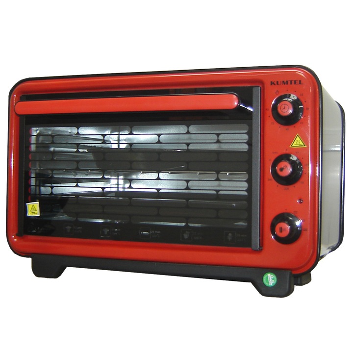 Cuptor electric KUMTEL KF 6125, 32 litri, 1.300 W cu 2 tavi: una rotunda, una dreptunghiulara