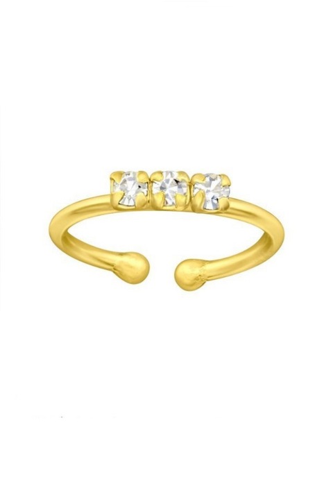 Cercel din argint 925 Zircon Ring tip ear cuff auriu placat cu aur de 24k, diametru 1.8 cm