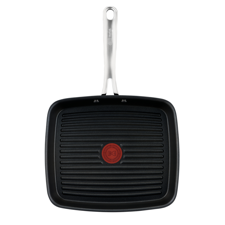 Tigaie Grill Tefal Jamie Oliver Home Cook, Thermo-Signal, inductie, 23 x 27 cm, Negru