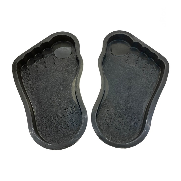Комплект от 2 форми за крачета Yeti, ляво/дясно, 54x30x4 см, огромни крака, форми с опора, градински декорации, черни, полипропилен, рецепта е включена