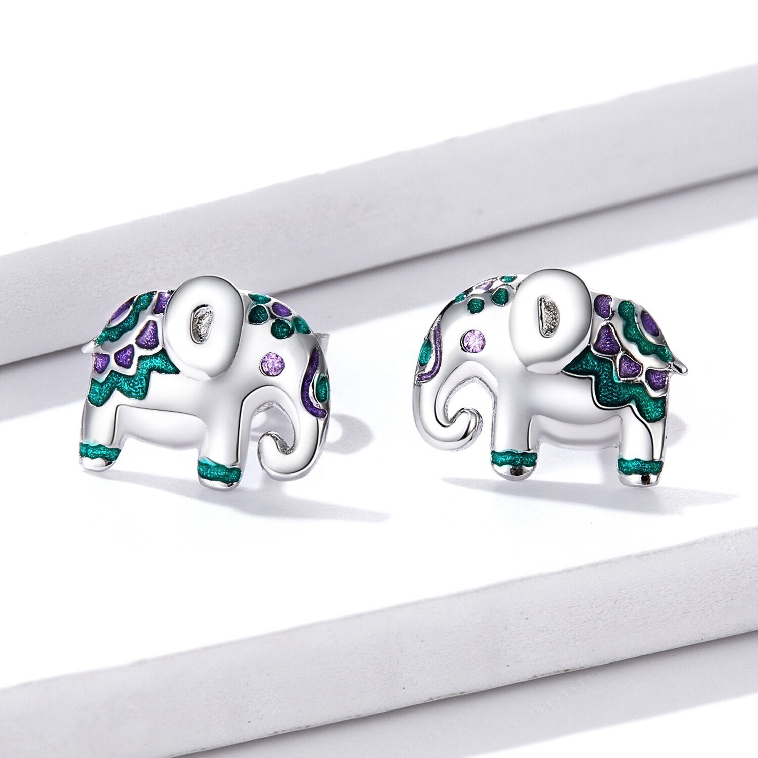 Mini Green Elephants ezüst fülbevaló eMAG.hu