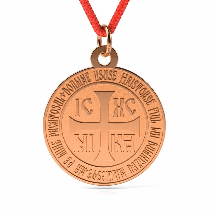 Pandantiv din aur roz cu snur model Rugaciune Ortodoxa