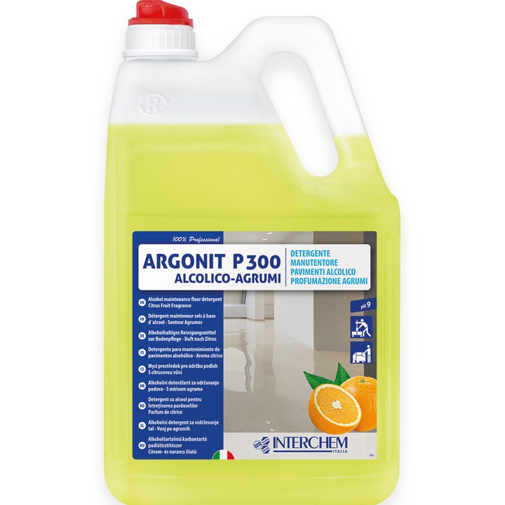 Detergent concentrat pentru pardoseli, Interchem, Argonit P 300 Alcolico Agrumi, 5l
