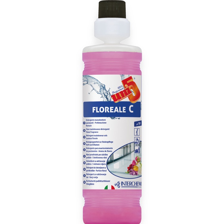 Detergent concentrat pardoseli cu parfum floral, Interchem, Uni5 Floreale C, 1l