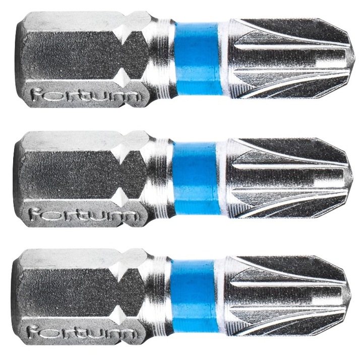 Set 3 biti, Fortum, 1/4 inch, PZ 3x25mm, S2