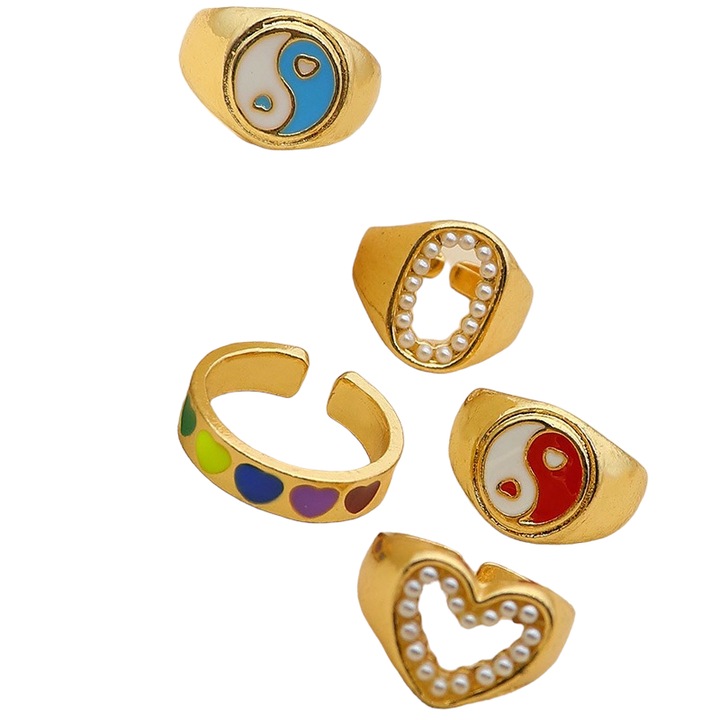 Set 5 inele aurii, diverse forme, Thilda C3, Pursehuit