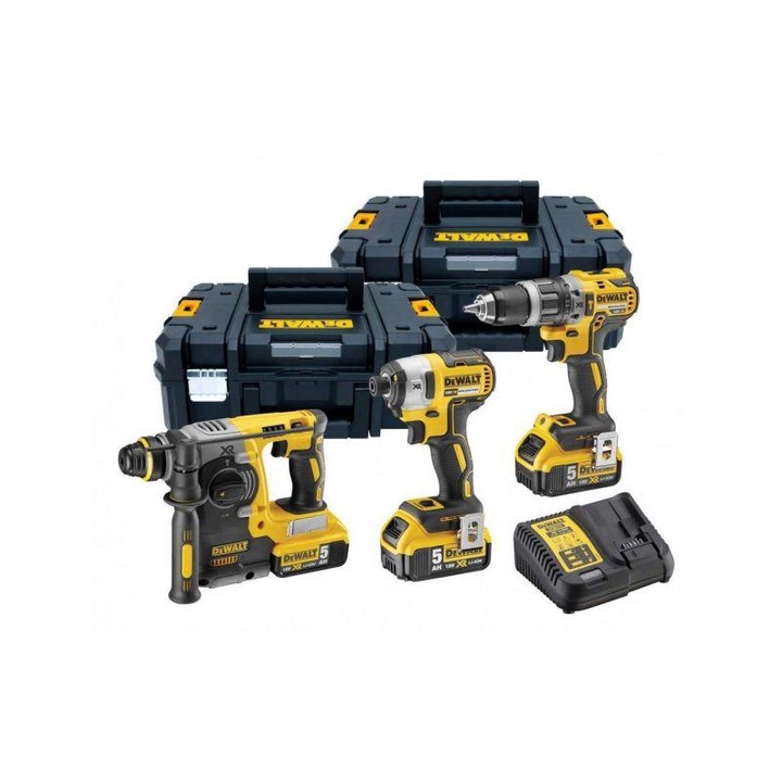 Комплект от 3 електромобила, с батерия 18 V, 5.0 Ah, Dewalt
