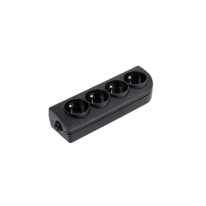 Удължителен контакт със заземяване, черен