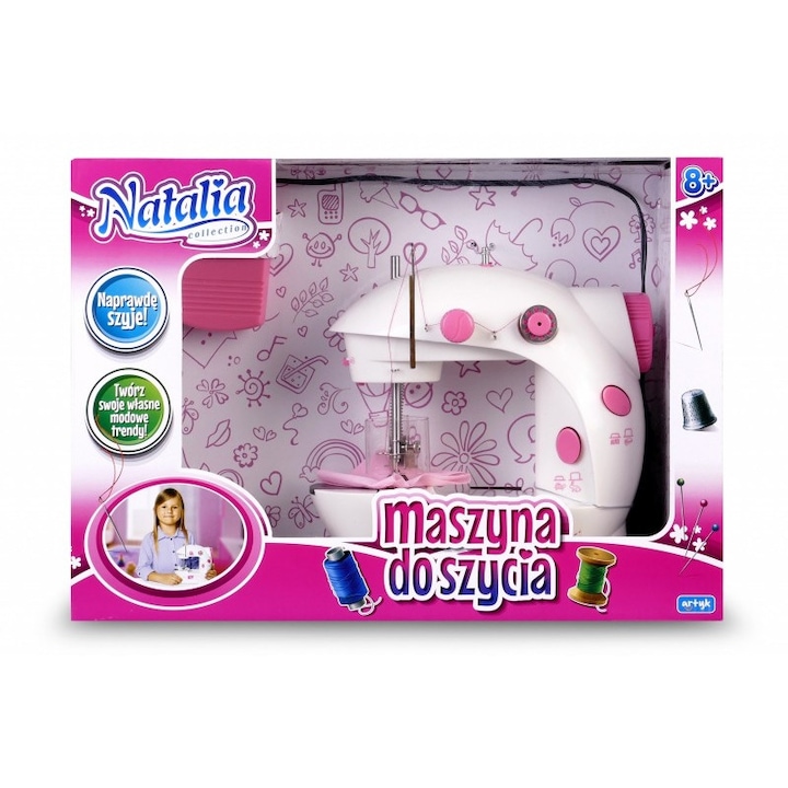 Varrógép Natalia, Artyk, Műanyag/Fém, +8 év, Fehér/Rózsaszín