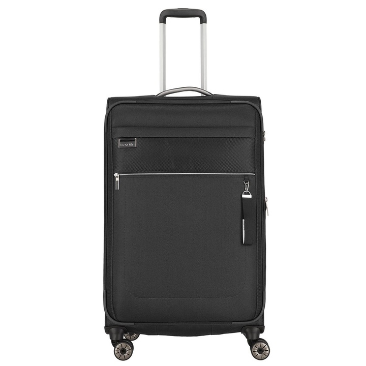 Куфар Travelite, Телескопична дръжка, TSA заключване, Полиестер, 90 L, 77x47x30 см, Черен