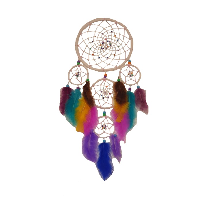 Decoratiune Dreamcatcher Catching Dreams, multicolor, 55-60 cm