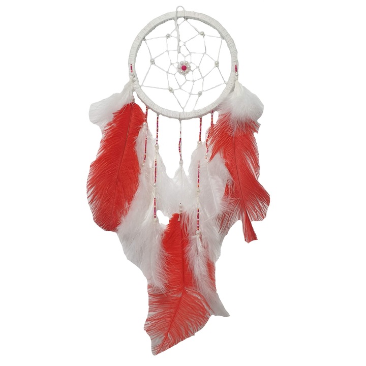 Decoratiune Dreamcatcher Catching Dreams, rosu, 50-55 cm