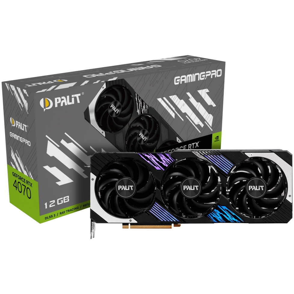 Placa video Palit RTX 4070 GamingPro, 12GB GDDR6X, 192-bit - eMAG.ro