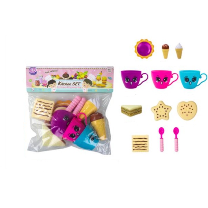 Set de ceai si fursecuri Artyk, 12 piese, Plastic, Multicolor