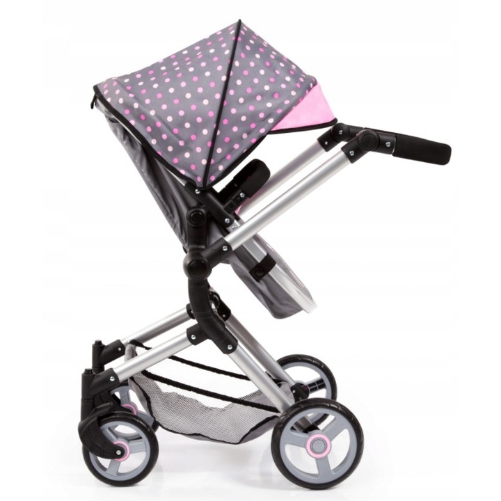 Carucior papusi Bayer, Maner reglabil 68-80 cm, Gri/Roz