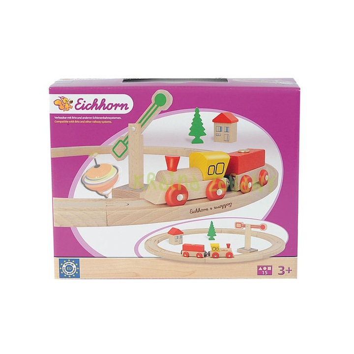 Cale ferata de jucarie, Eichorn, Lemn, Varsta 3+, Bej