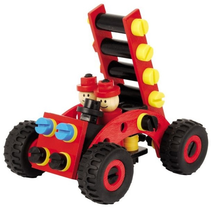 Set de constructie, Heroes, Constructor, Lemn, 84 piese, 3 ani+, Rosu