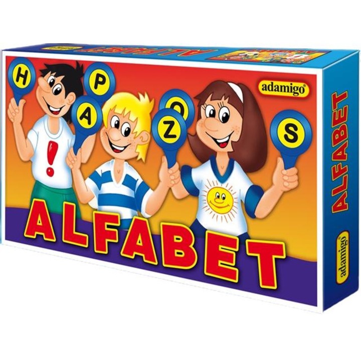 Joc educativ, Adamigo, Alfabet, Hartie/Plastic, Limba poloneza, 18 piese, 5 ani+, Alb/Albastru