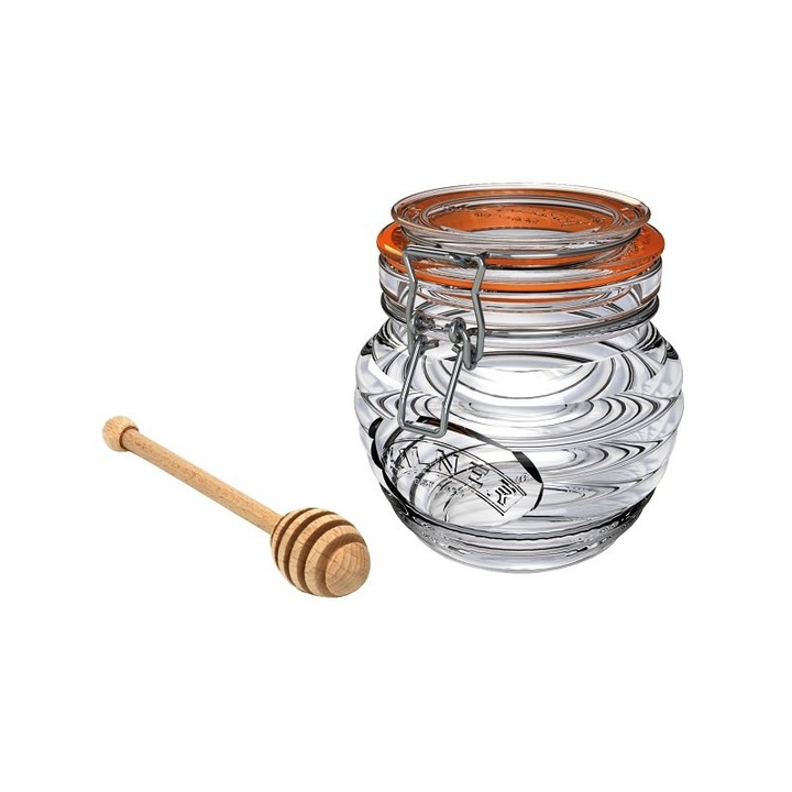Set borcan/lingura Kilner, Transparent/maro