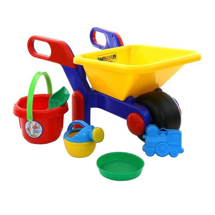 Комплект количка/плажни играчки, Wader, 41838, 6 части, Многоцветен